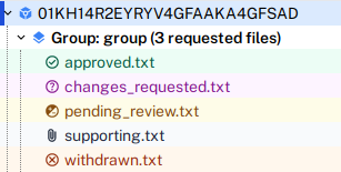 Request file icons during independent review