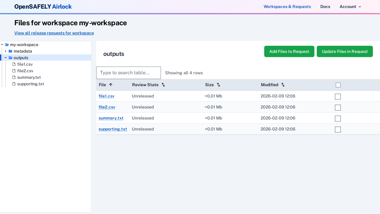 Workspace directory view